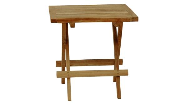 Preview: Beistelltisch aus Teakholz klappbar mit Tragegriff 50 x 50 cm Höhe 50 cm